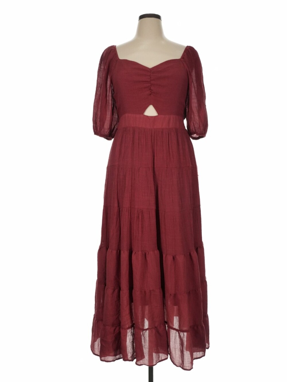 Arula Women’s Burgundy Puff-Sleeve Maxi Dress Size X (XL/0X)